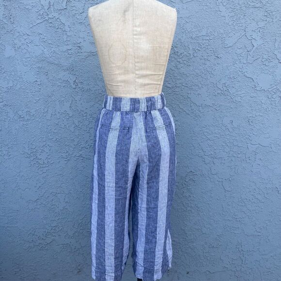 Gap Womens Linen Wide Leg Pants Size Small Striped Nautical culottes - Picture 11 of 14